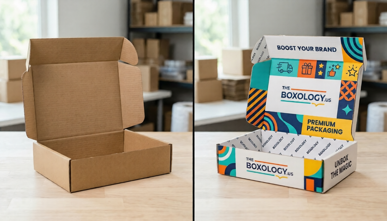 Comparison of budget kraft mailer boxes and premium custom printed mailer boxes.