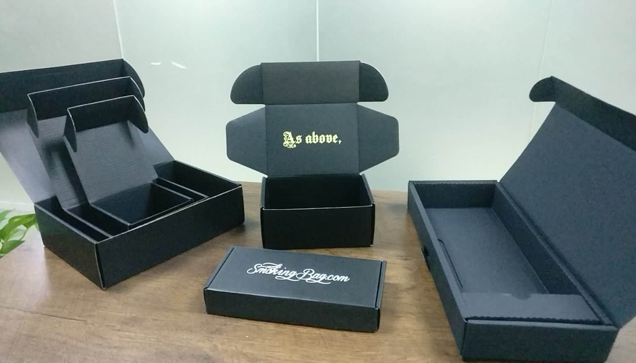Premium matte black shipping boxes for luxury e-commerce branding