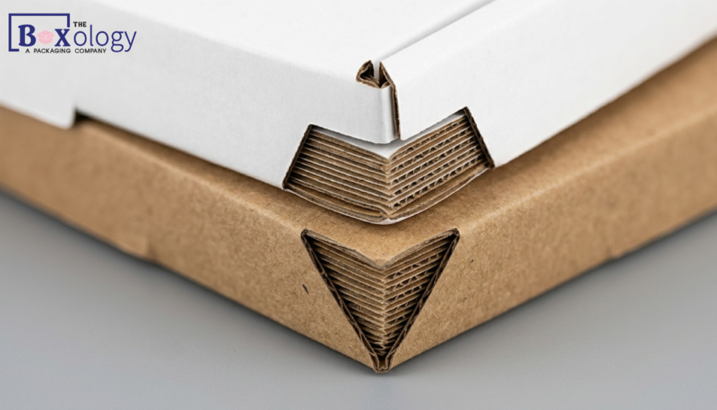 Comparison of white and kraft corrugated wholesale mailer boxes