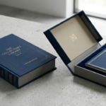 Premium custom luxury rigid boxes showcasing closed and open book-style structural designs for bulk orders.