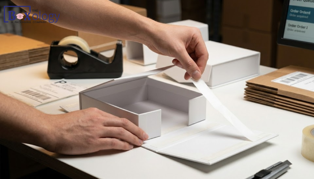 5 2 - Rigid boxes Packaging Solution Assembling custom printed rigid boxes flat-pack fulfillment process