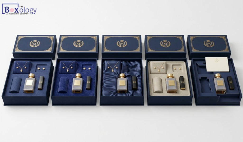 6 6 - Rigid boxes Packaging Solution Different insert materials used in premium luxury packaging boxes.