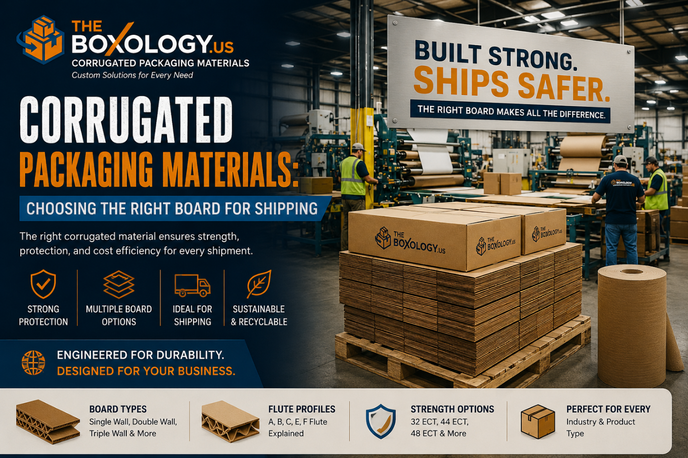 Corrugated packaging materials used for shipping boxes