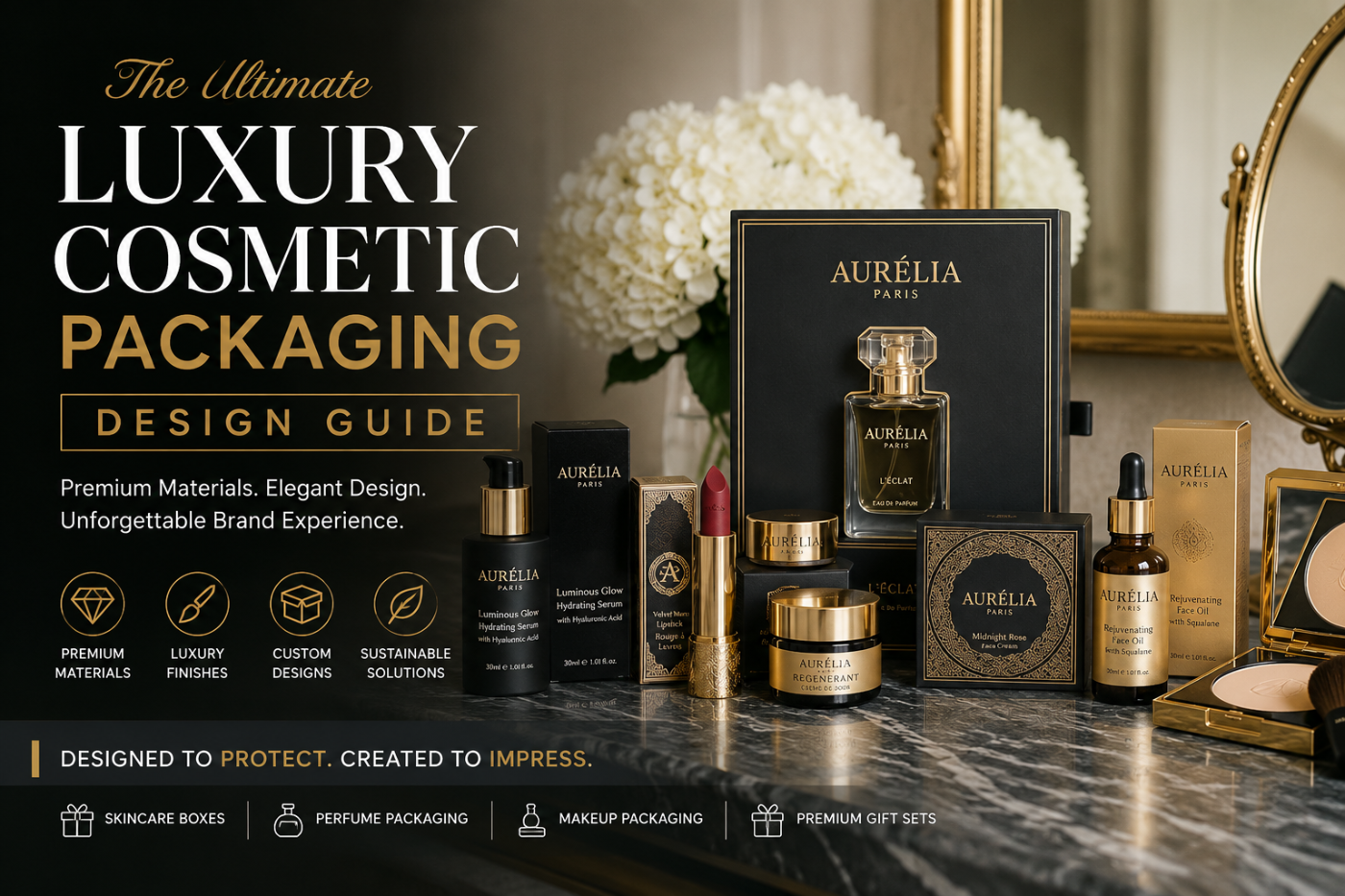 Luxury cosmetic packaging design with premium beauty boxes