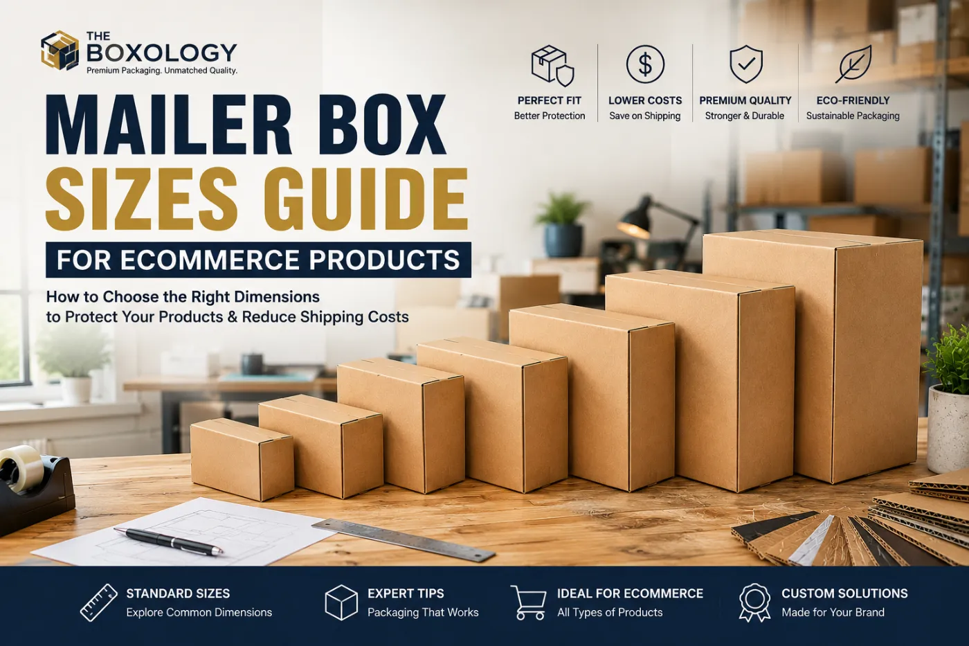 Different mailer box sizes for ecommerce packaging products